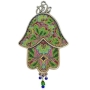 Iris Design Hand Painted Floral Radiance Hamsa with Czech Stones - 1