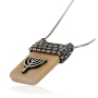 Jerusalem Stone and Silver Necklace with Menorah - 2