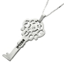 Silver Key Necklace with Name and Swarovski Birthstone - 2