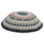 Knitted Kippah: Gray, Brown and Beige Design - 1