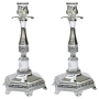 Large Nickel Plated Candlesticks - 1