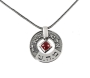  Large Silver Wheel Kabbalah Necklace - Healing - Square Garnet - 1