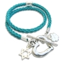 Leather Cord Wrap Bracelet with Silver Charms. Variety of Colors - 4