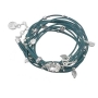  Leather Multiple Bracelet  with Swarovski Stone and Leaves (Various Colors) - 2
