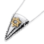   Men's Silver and Gold Star of David Clip Pendant with Silicone Cord - 1