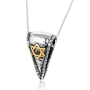   Men's Silver and Gold Star of David Clip Pendant with Silicone Cord - 2
