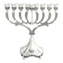 Nickel Plated Antique Style Menorah - Floral Arches - 1