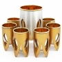 Caesarea Arts Nickel and 24K Gold Plated Interior 7 Piece Kiddush Set  - Lotus (Silver and Gold) - 2