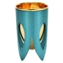 Nickel and 24K Gold Plated Kiddush Cup - Lotus (Light Blue). Caesarea Arts - 1