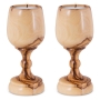 Natural Olive Wood Portable Candlesticks in Wine Glass Design - 1
