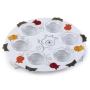 Painted Stainless Steel Seder Plate: Orange Pomegranates. Lily Art - 1