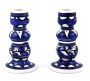  Pair of Blue and White Candlesticks. Armenian Ceramic - 1