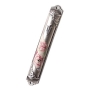 Pewter Decorated Mezuzah Case - Roses. Lily Art - 1