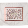 Pomegranates: Yair Emanuel Machine Embroidered Challah Cover (White and Red) - 1