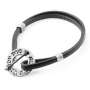 Protection: Silver and Black Leather Kabbalah Bracelet  - Porat Yosef  - 1