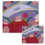 Raw Silk Appliqued Matzah Cover and Afikoman Bag Set- Pomegranate Crowns (Blue) - 1