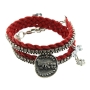 Red Braided Leather Charm Bracelet with Swarovski Stones - Wealth - 1
