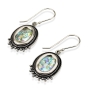 Roman Glass and Silver Beaded Circle Earrings - 1
