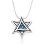 Roman Glass and Silver Star of David Necklace - 1