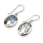 Roman Glass and Silver Teardrop Earrings - 1