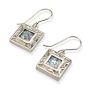 Roman Glass and Silver Textured Double Square Earrings - 1