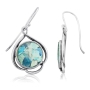   Roman Glass and Sterling Silver Earrings - Floral - 2