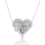  Roman Glass and Sterling Silver Necklace - Two Hearts - 1