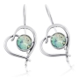   Roman Glass and Sterling Silver Stylized Heart Earrings - 1