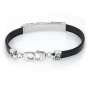  Shema Israel: Silver and Leather Bracelet with Diamond Accent - 1