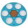 Shraga Landesman Laser Cut Aluminum, Wood and Glass Seder Plate. Star of David (Turquoise) - 1