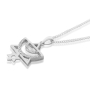 Silver Menorah and Star of David Necklace with Zirconia Accents - 2