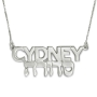 Silver Name Necklace in English & Hebrew - (All Caps & Rounded Hebrew Type) - 1