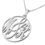 Silver Round Personalized Name Necklace - Initials in English - 2