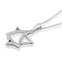 Silver Star of David Necklace with Zirconia Accents - 1