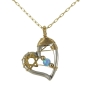 Silver and Gold Filled Heart and Star of David Necklace with Blue Opal - 1