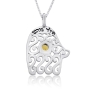 Silver and Gold Hamsa Pendant for Health and Protection - 1