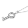 Silver with Zirconia Accents Kabbalah Key Necklace  - 1