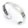 Solid Silver Unisex Bracelet with Diamond Accent: No Fear (Rabbi Nachman) - 1