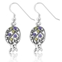 Sterling Silver  Filigree Pomegranate Earrings with Amethyst and Champagne Gemstones - 1