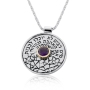 Sterling Silver Circle of Love Necklace with Amethyst Stone (Song of Songs 8:7) - 3