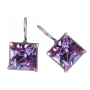  Sterling Silver Faceted Lavender Zircon Square Earrings - 1