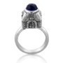 Sterling Silver Gates of Jerusalem Ring with Blue Sapphire Gemstone - 1