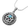 Sterling Silver Hamsa Necklace with Opal Stone  - 1