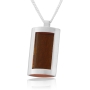 Sterling Silver & Orange Flame Acrylic Microfilm Necklace - 1