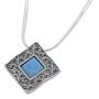  Sterling Silver Square Framed Opal Necklace - 1