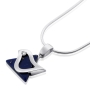 Star of David Dove: Silver Necklace with Lapis Lazuli and Cubic Zirconia Diamond - 1