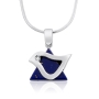 Star of David Dove: Silver Necklace with Lapis Lazuli and Cubic Zirconia Diamond - 2