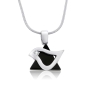 Star of David Dove: Silver Necklace with Onyx and Cubic Zirconia Diamond - 2