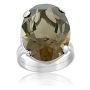 Sterling Silver with Oval Topaz Stone Ring  - 1