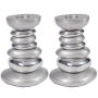 Stone Tower: Yair Emanuel Anodized Aluminum Candlesticks (Silver) - 1